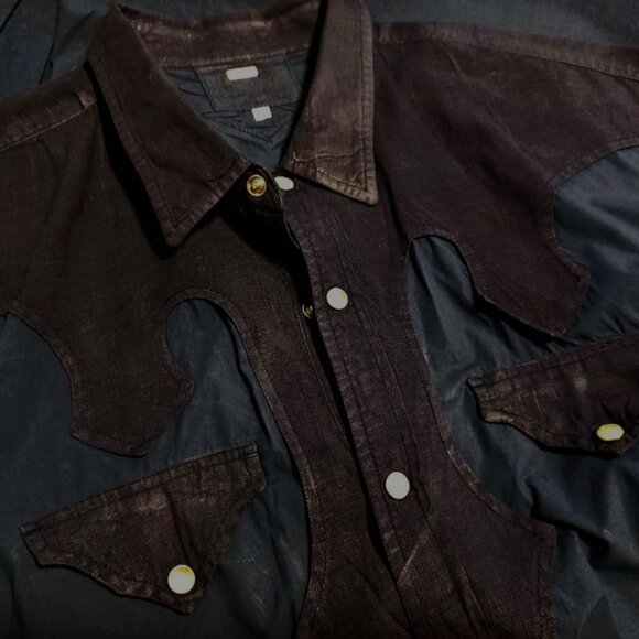 "Double D Ranch" Navy Western Cowboy Shirt - Mens L (Ladies XL or XXL) - Picture 5 of 5